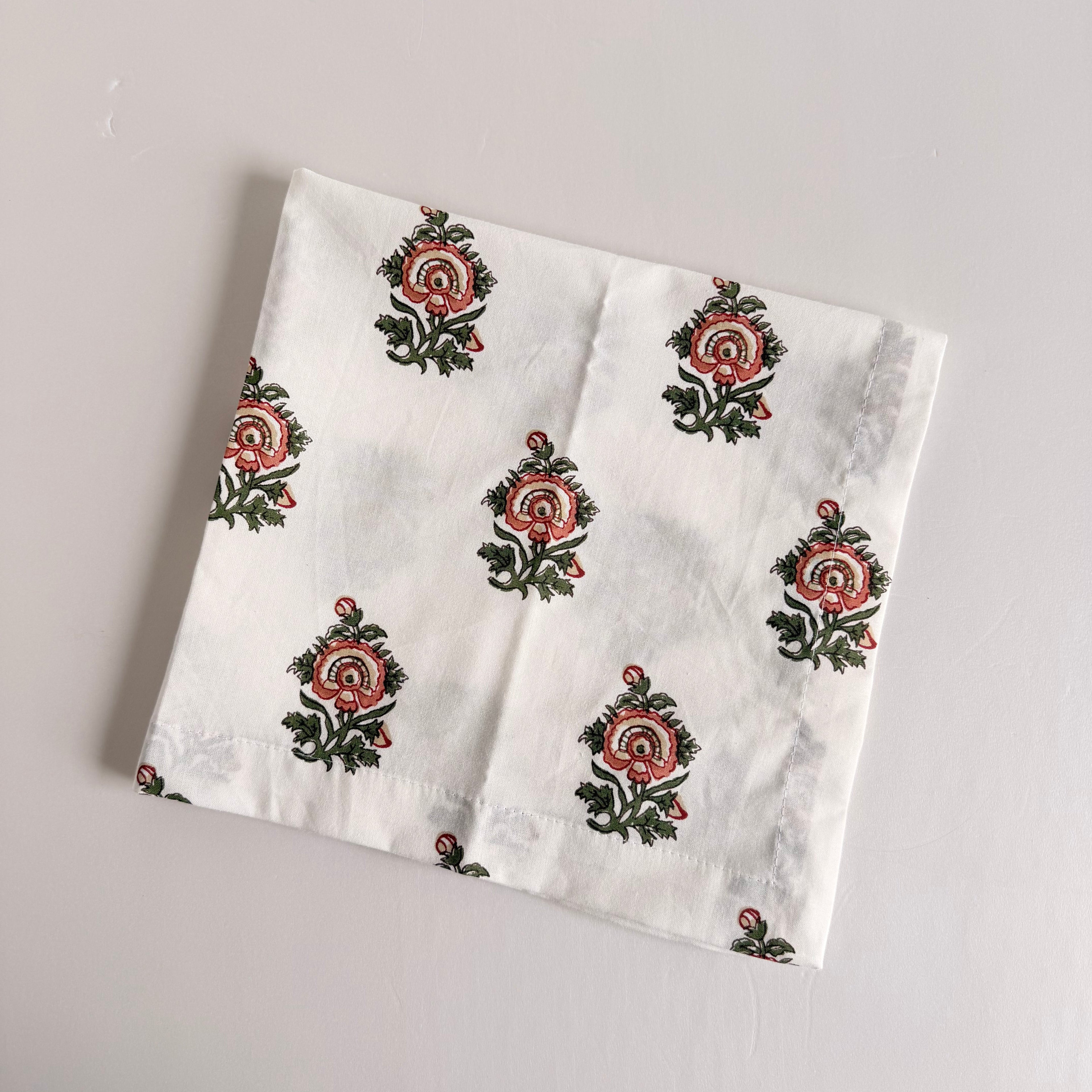 The Canyon Rose Block-Print Cotton Napkins