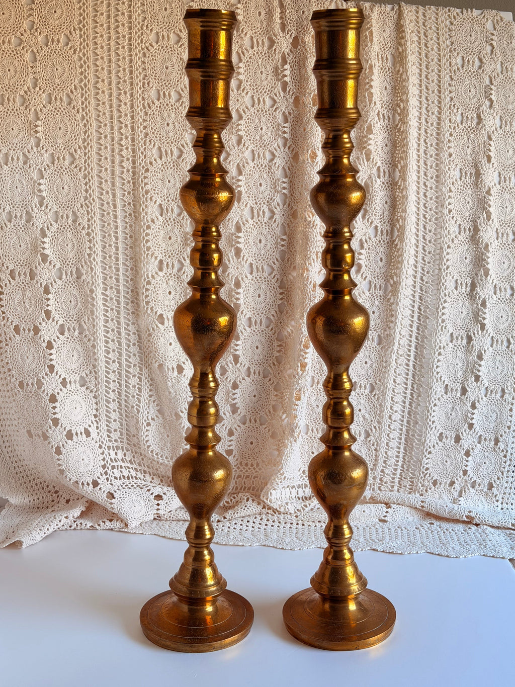 The Hollywood Tall Brass Candlesticks (Pair)