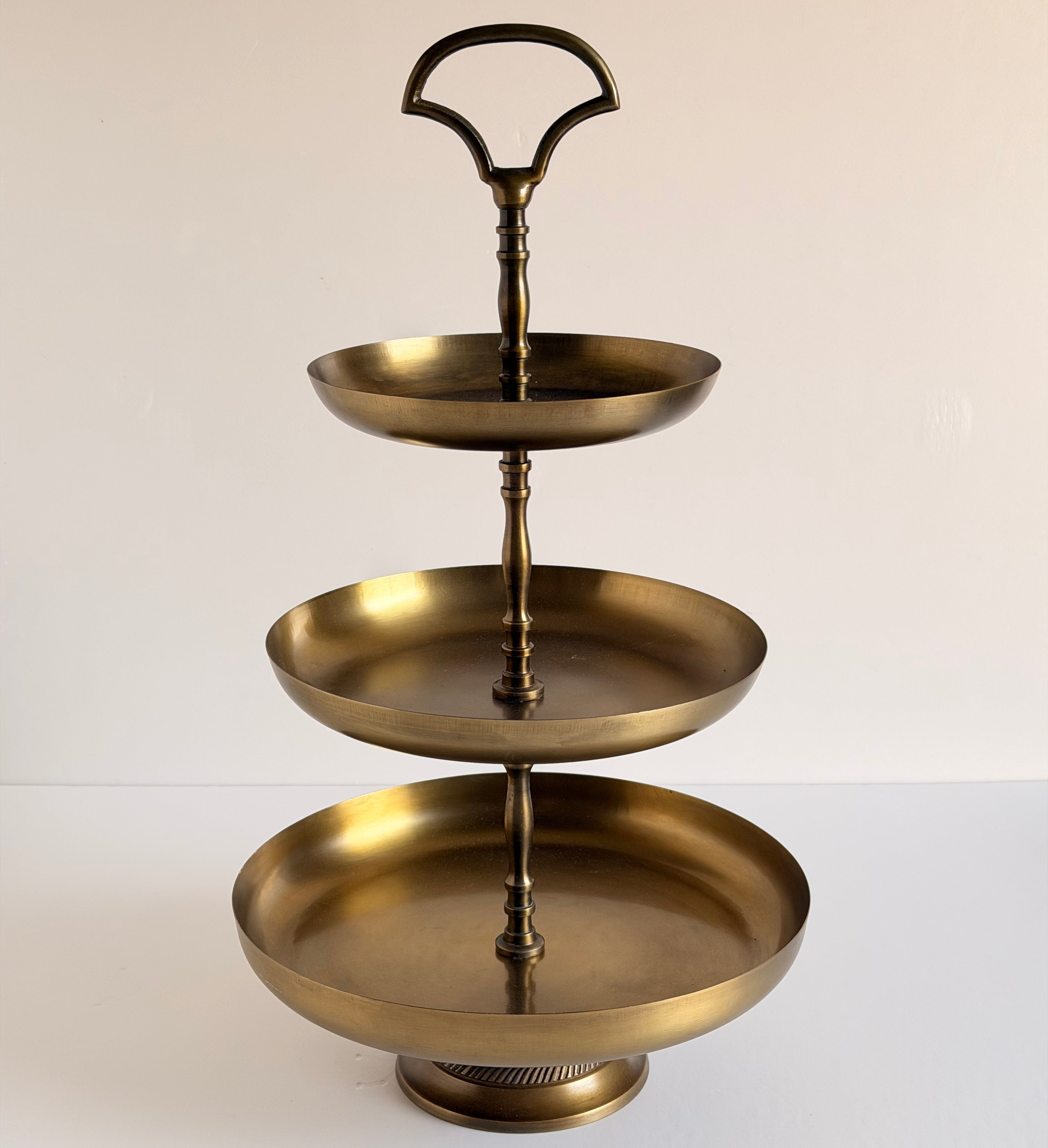 The Laurel 3-Tier Aged Gold Dessert Stand