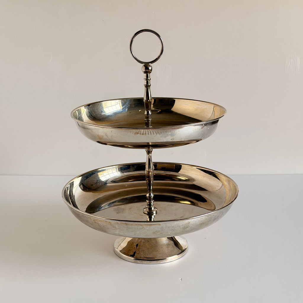 The Regency 2-Tier Silver Dessert Stand